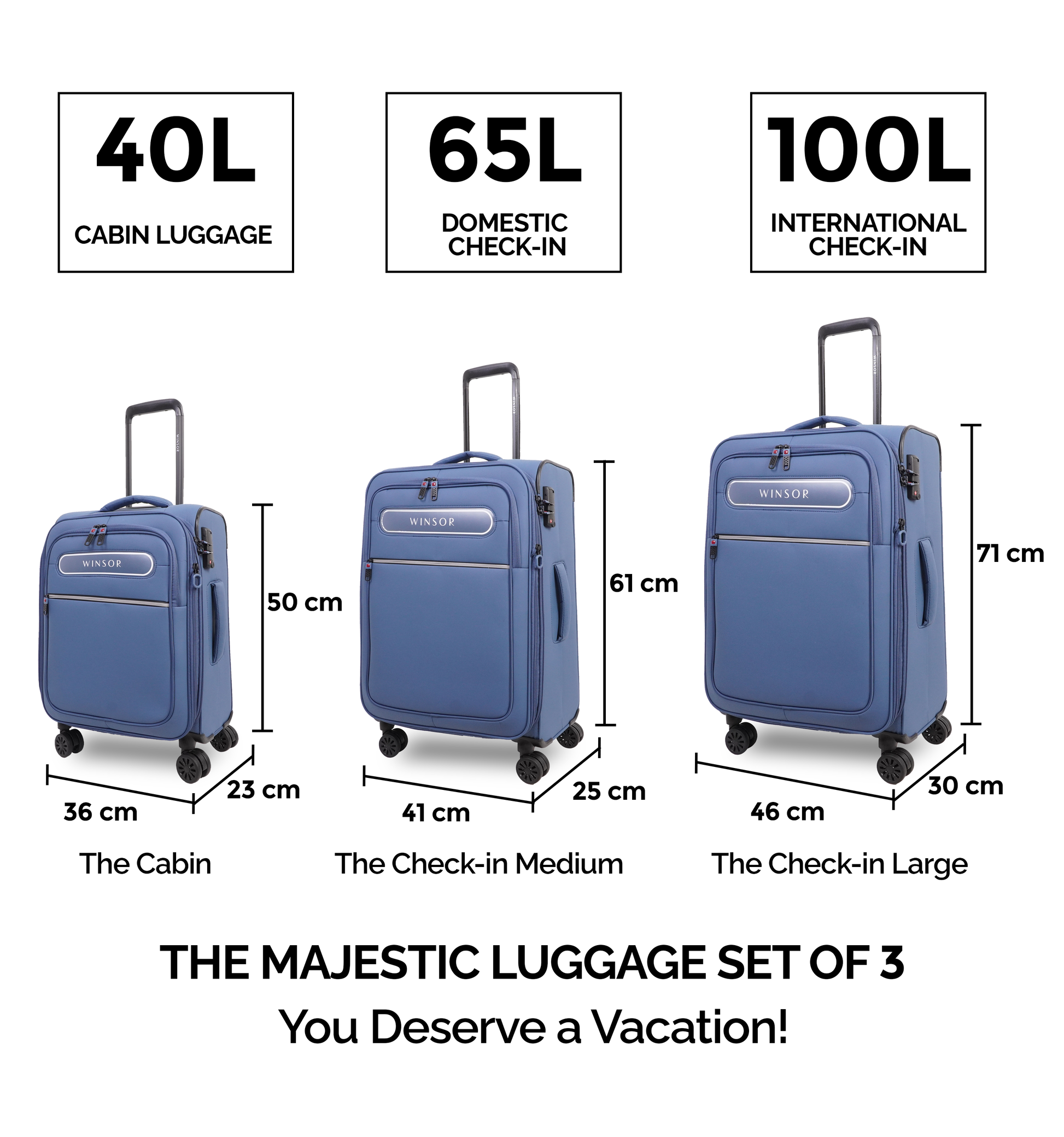 The Winsor Majestic Luggage - Set of 3 Winsor